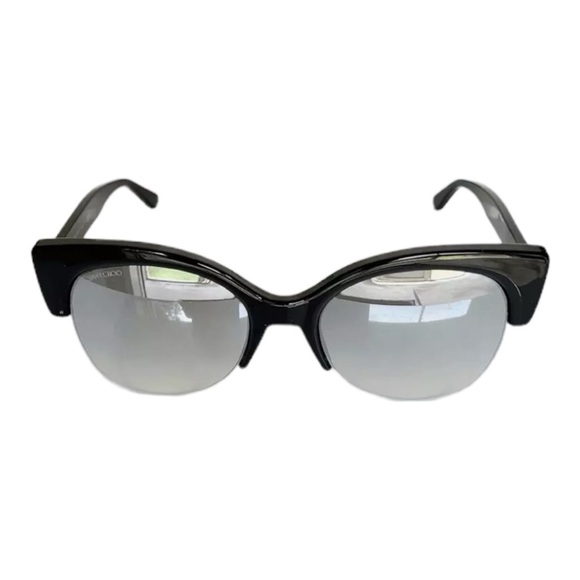 Jimmy CHOO Women’s Oval 56 mm Priya Black Glitter Sunglasses with Case - Picture 1 of 8